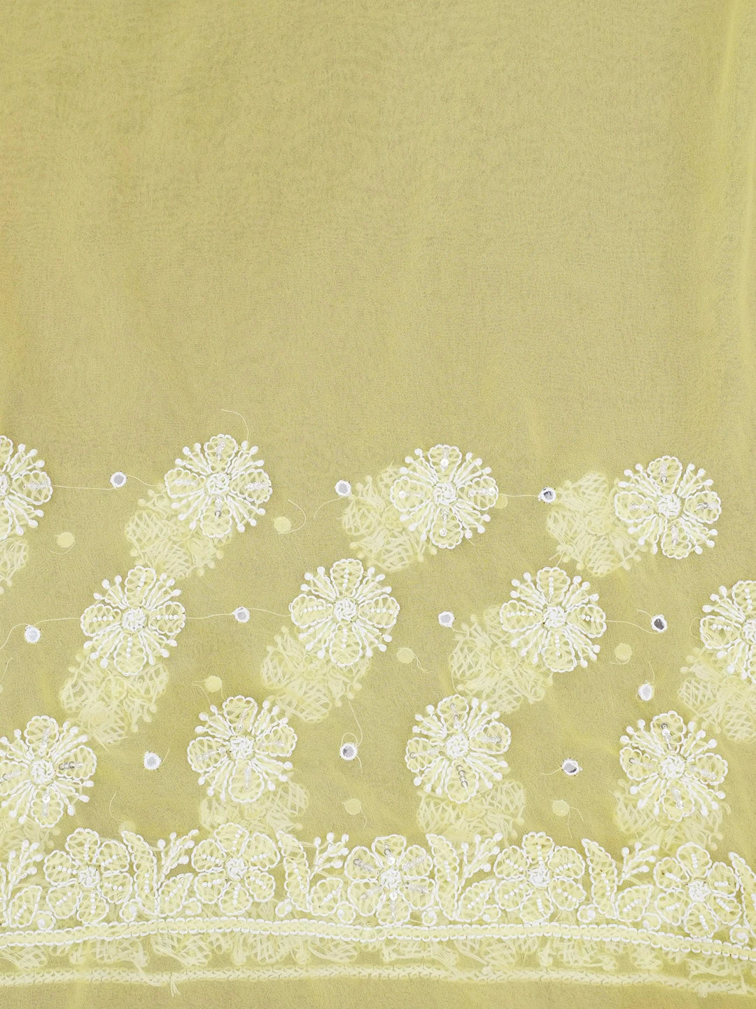 Ada Hand Embroidered Yellow Faux Georgette Lucknowi Chikankari Saree With Blouse With Pearl Work 01A528223