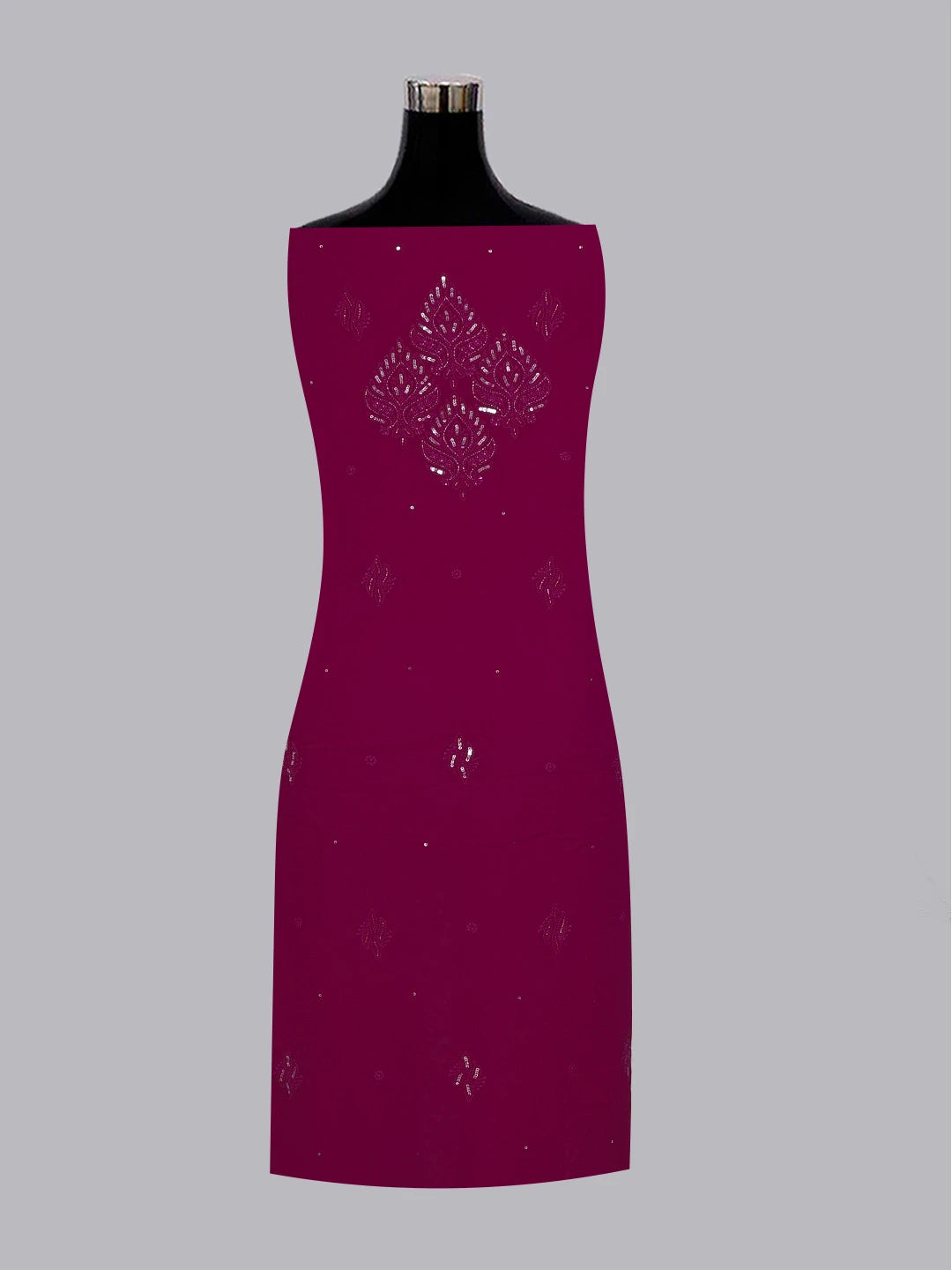 Ada Hand Embroidered Magenta Viscose Georgette Lucknowi Chikankari Unstitched Kurta Dupatta Set With Sequinned Work 01A578906