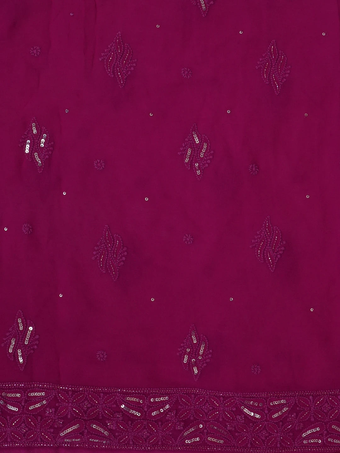 Ada Hand Embroidered Magenta Viscose Georgette Lucknowi Chikankari Unstitched Kurta Dupatta Set With Sequinned Work 01A578906