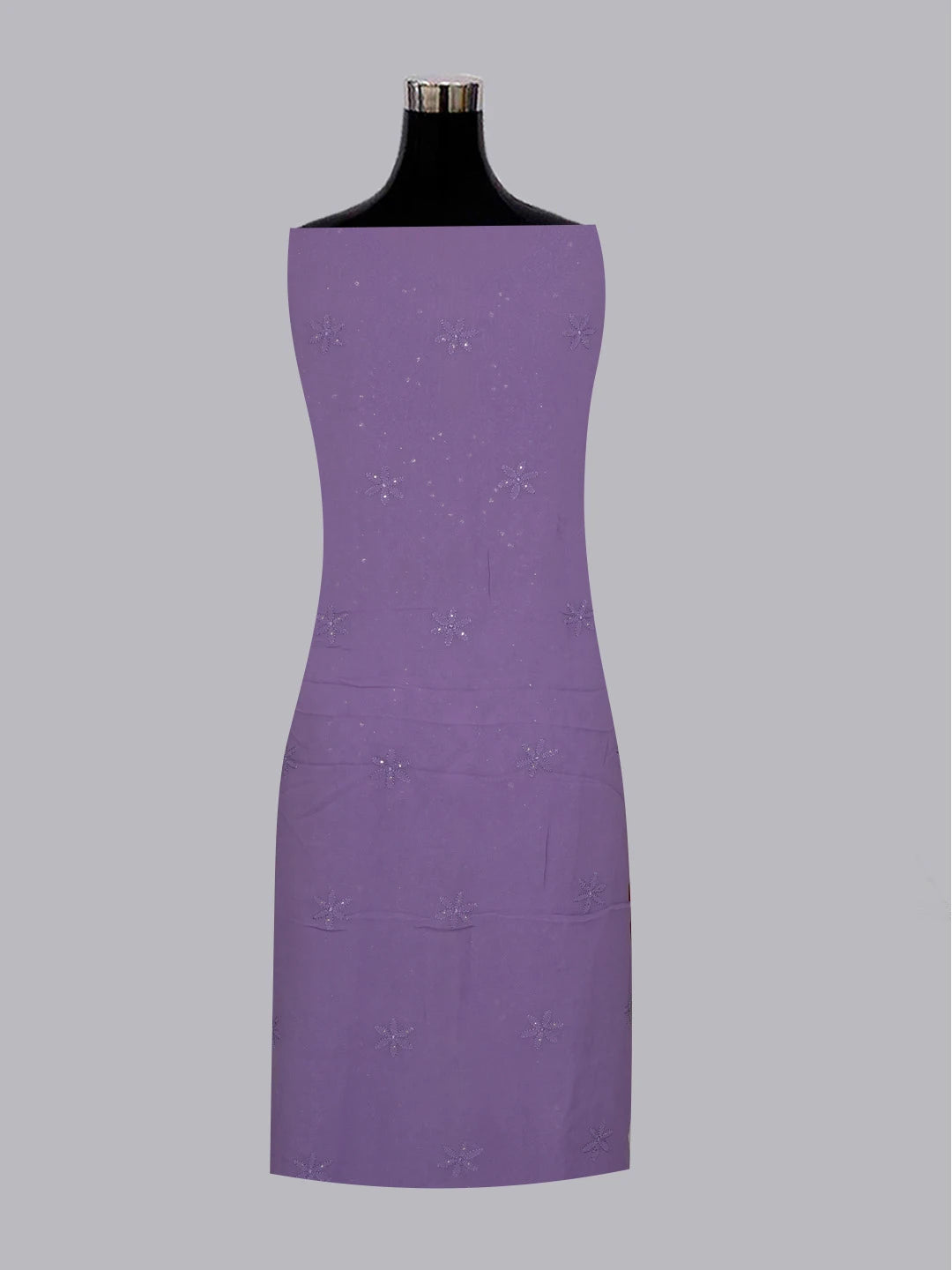Ada Hand Embroidered Lavender Viscose Georgette Lucknowi Chikankari Unstitched Kurta Dupatta Set With Muqaish Work 01A578892