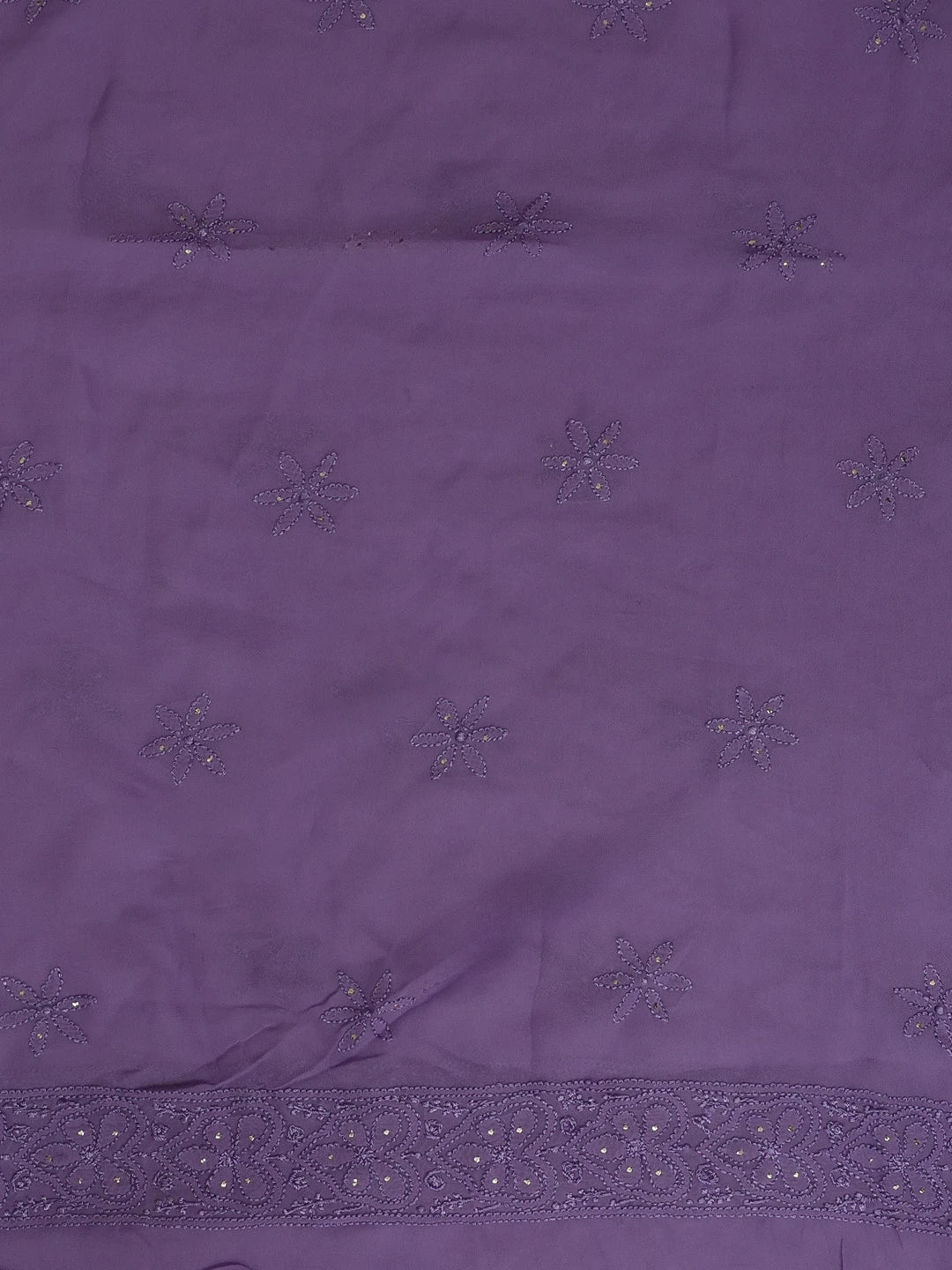 Ada Hand Embroidered Lavender Viscose Georgette Lucknowi Chikankari Unstitched Kurta Dupatta Set With Muqaish Work 01A578892