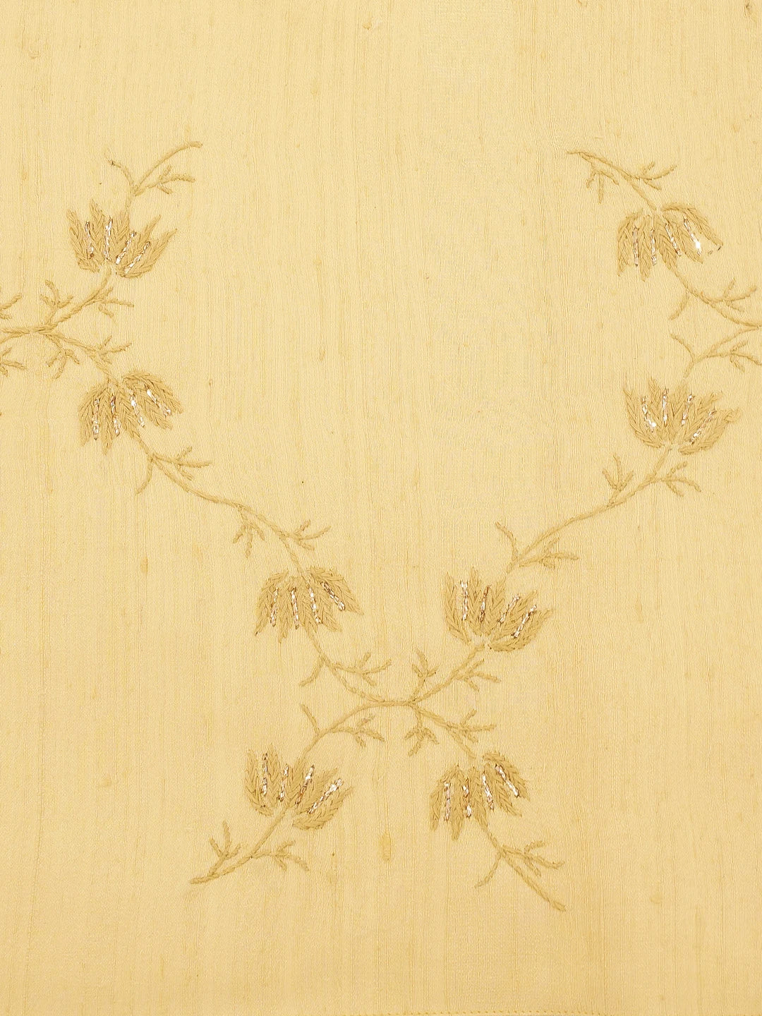 Ada Hand Embroidered Fawn Silk Lucknowi Chikankari Table Runner With Muqaish Work 01A596206