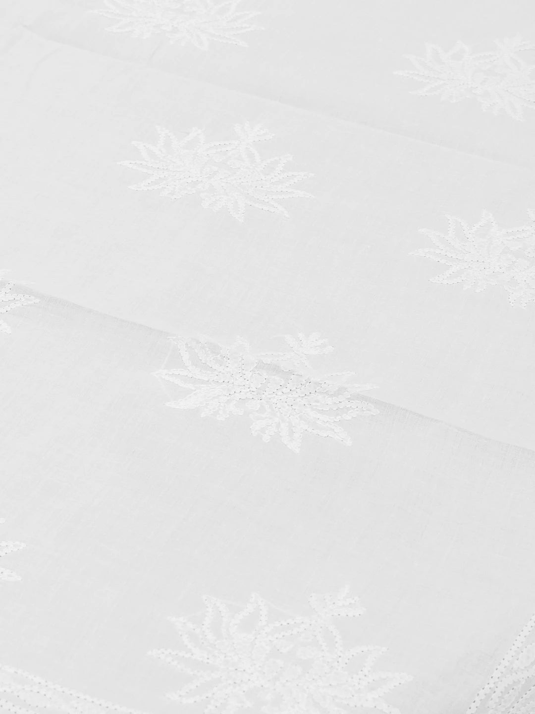 Ada Hand Embroidered White Cotton Lucknowi Chikankari Table Runner 01A475093