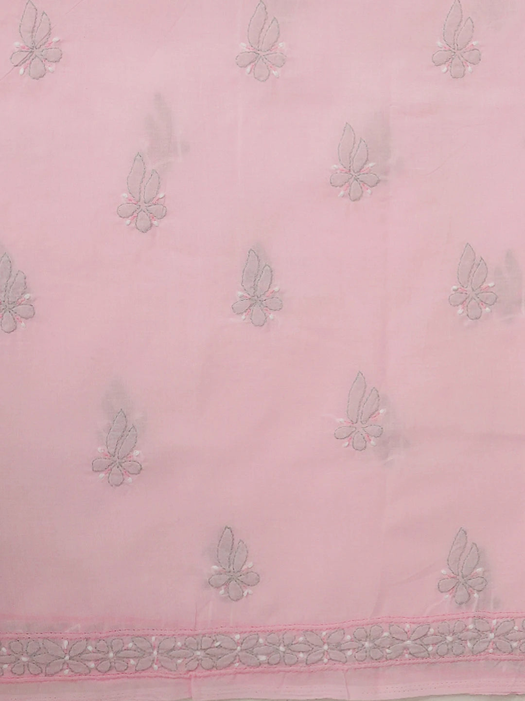 Ada Hand Embroidered Pink Cotton Lucknowi Chikankari Unstitched Suit Piece 01A595821
