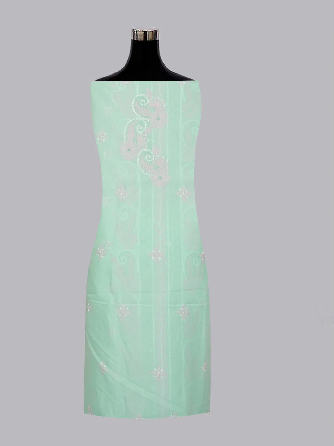 Ada Hand Embroidered Sea Green Cotton Lucknowi Chikankari Unstitched Suit Piece 01A595802