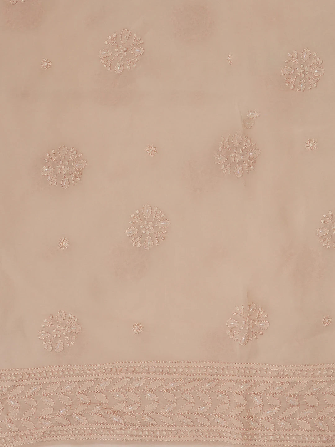 Ada Hand Embroidered Dusty Peach Viscose Georgette Lucknowi Chikankari Unstitched Kurta Dupatta Set With Pearl Work 01A578818