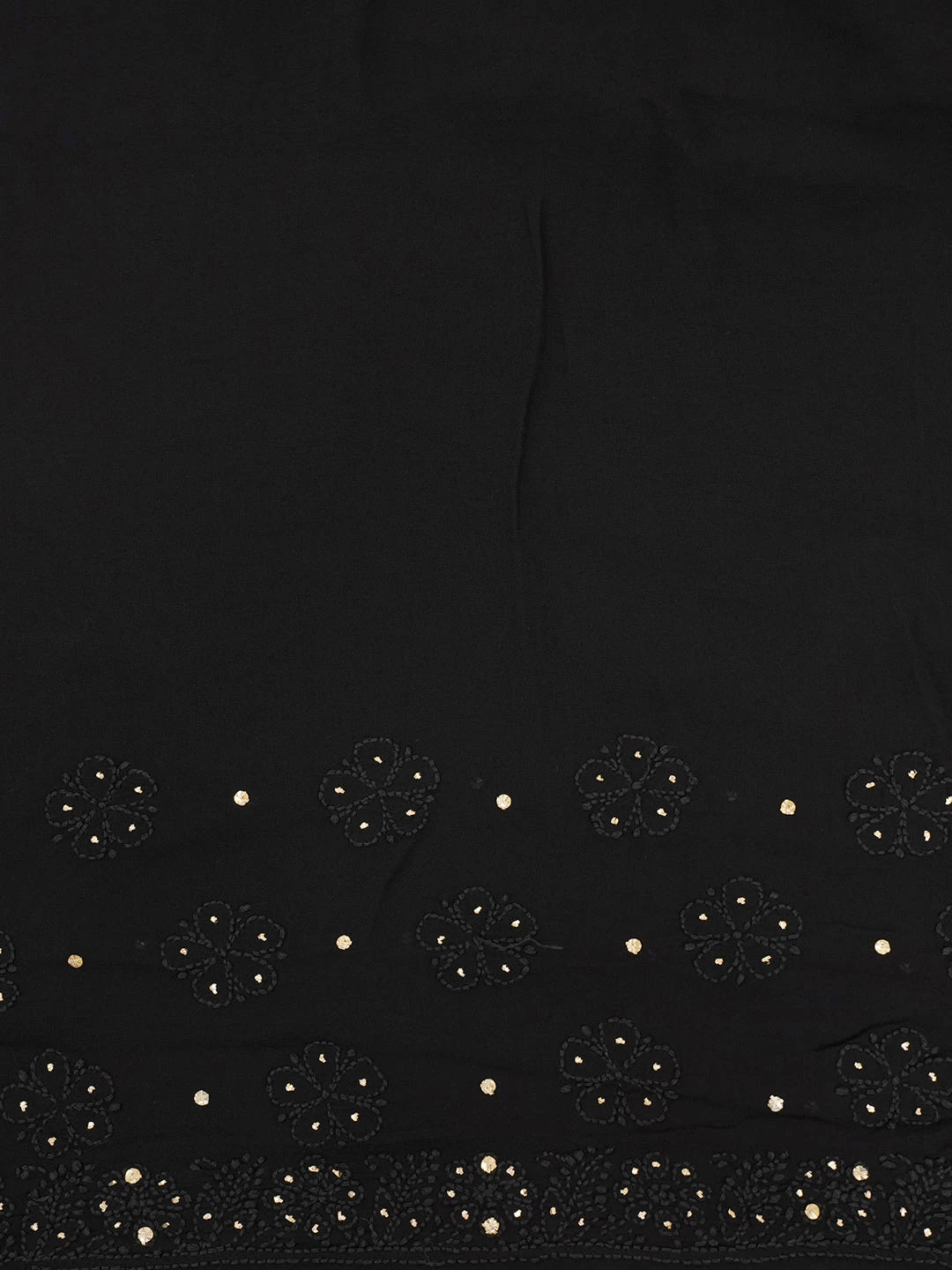 Ada Hand Embroidered Black Viscose Georgette Lucknowi Chikankari Saree With Blouse And Muqaish Work 01A467018