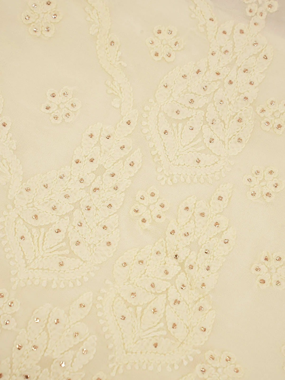 Ada Hand Embroidered Cornsilk White Viscose Georgette Lucknowi Chikankari Saree With Blouse And Muqaish Work 01A585064