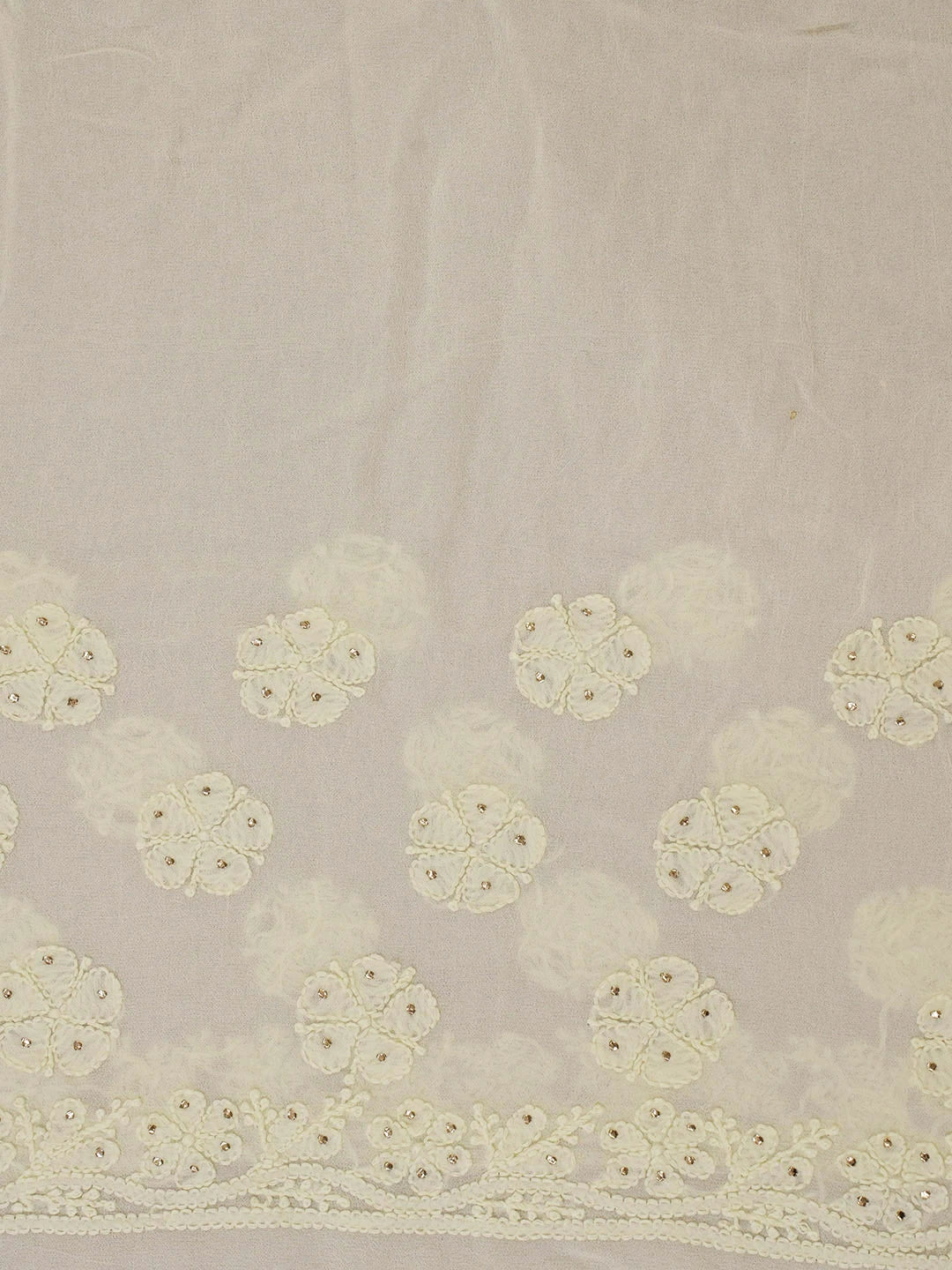 Ada Hand Embroidered Cornsilk White Viscose Georgette Lucknowi Chikankari Saree With Blouse And Muqaish Work 01A585064
