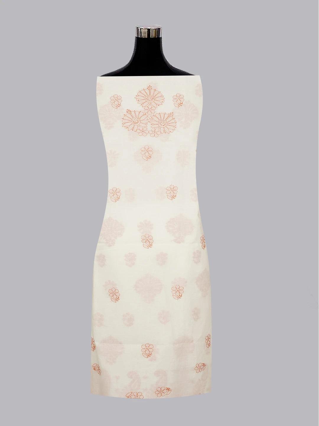 Ada Hand Embroidered Cream Cotton Lucknowi Chikankari Unstitched Suit Piece 01A598940