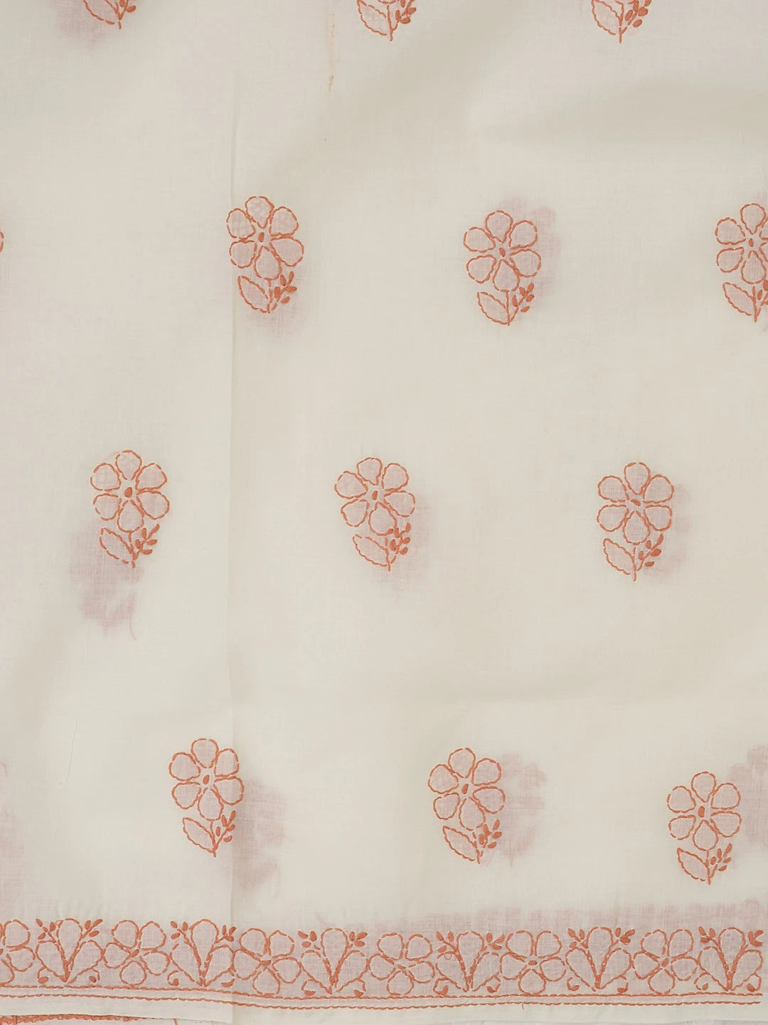 Ada Hand Embroidered Cream Cotton Lucknowi Chikankari Unstitched Suit Piece 01A598940