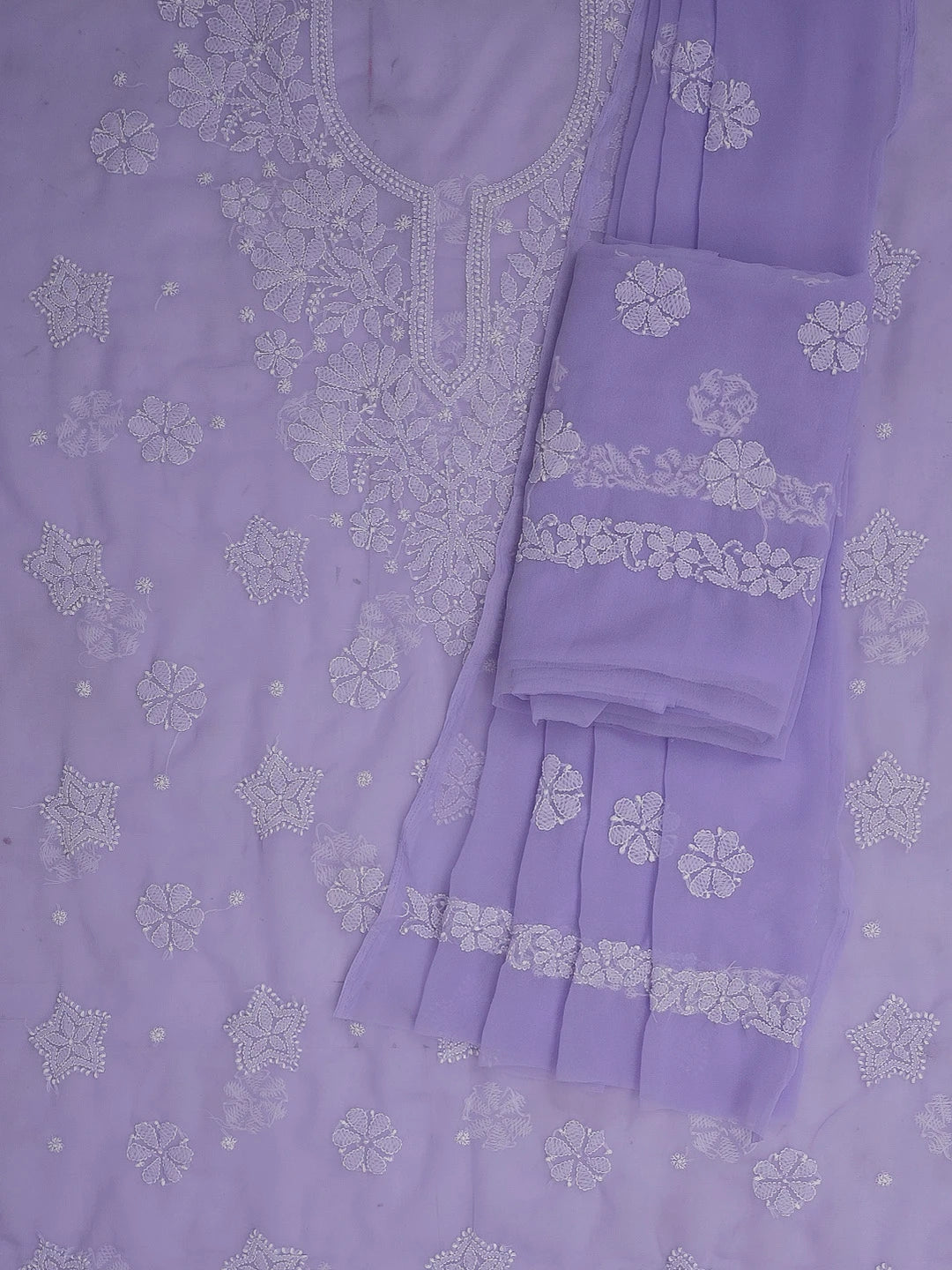 Ada Hand Embroidered Mauve Georgette Lucknowi Chikankari Unstitched Suit Piece 01A573020