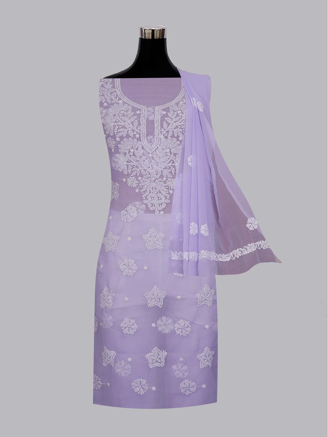 Ada Hand Embroidered Mauve Georgette Lucknowi Chikankari Unstitched Suit Piece 01A573020