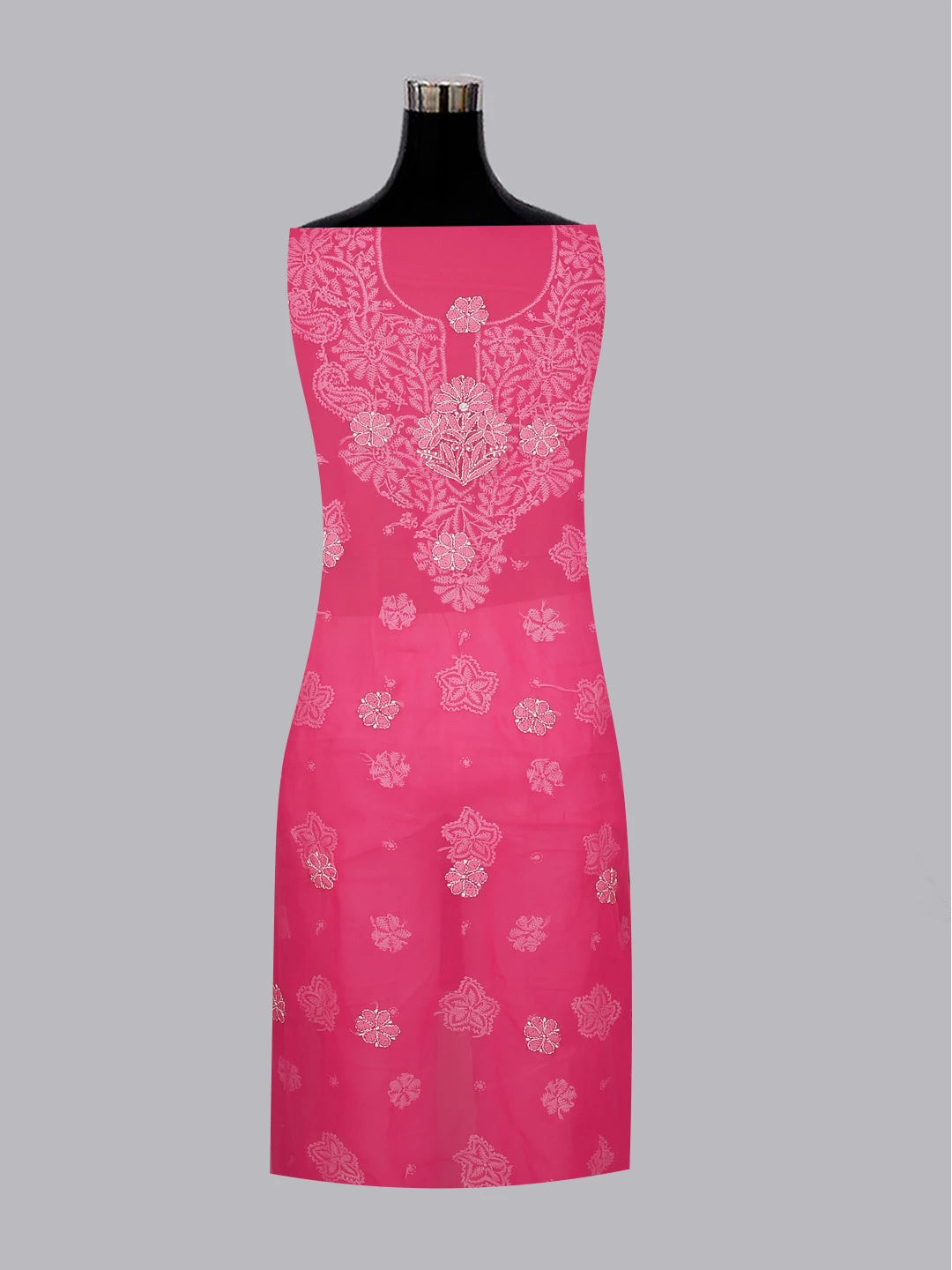 Ada Hand Embroidered Magenta Georgette Lucknowi Chikankari Unstitched Suit Piece 01A573033