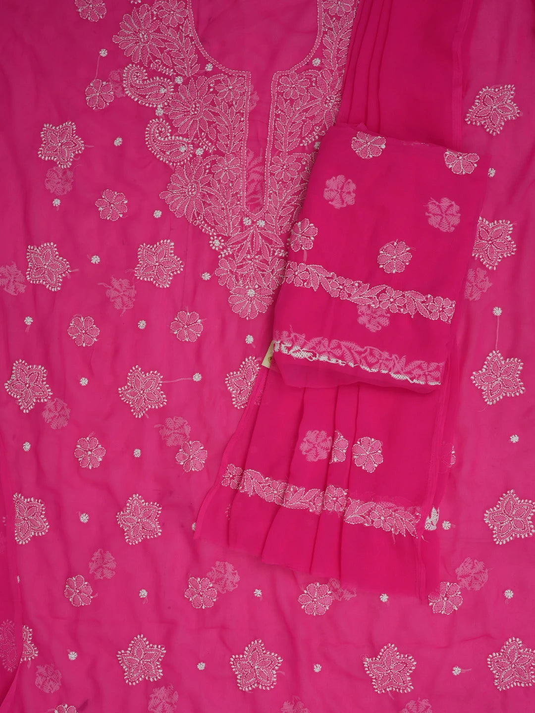 Ada Hand Embroidered Magenta Georgette Lucknowi Chikankari Unstitched Suit Piece 01A573033