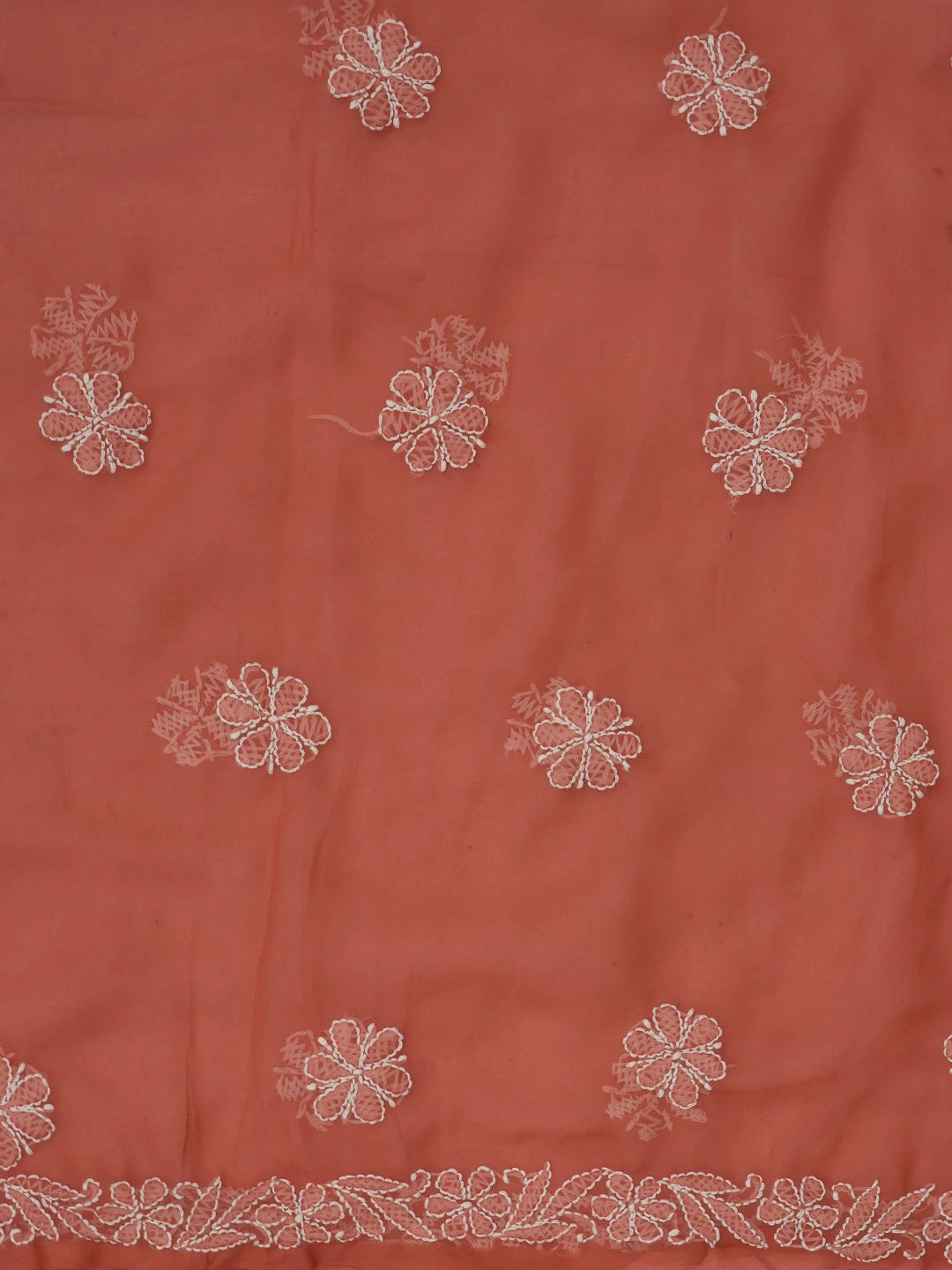Ada Hand Embroidered Rust Georgette Lucknowi Chikankari Unstitched Suit Piece 01A573032