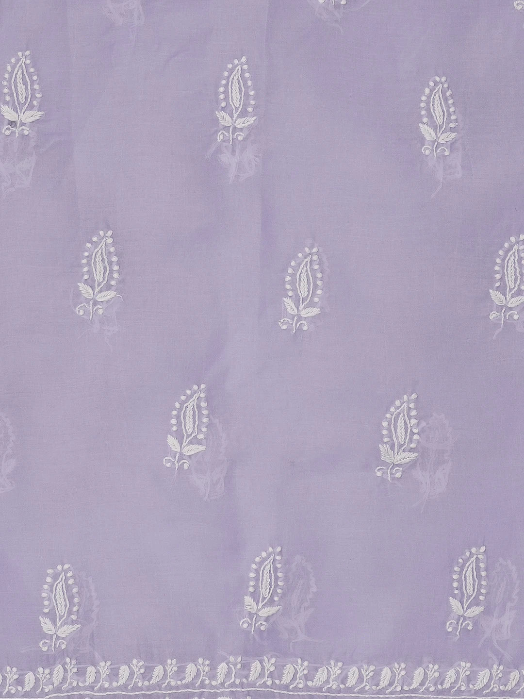 Ada Hand Embroidered Lavender Cotton Lucknowi Chikankari Unstitched Suit Set 01A574401