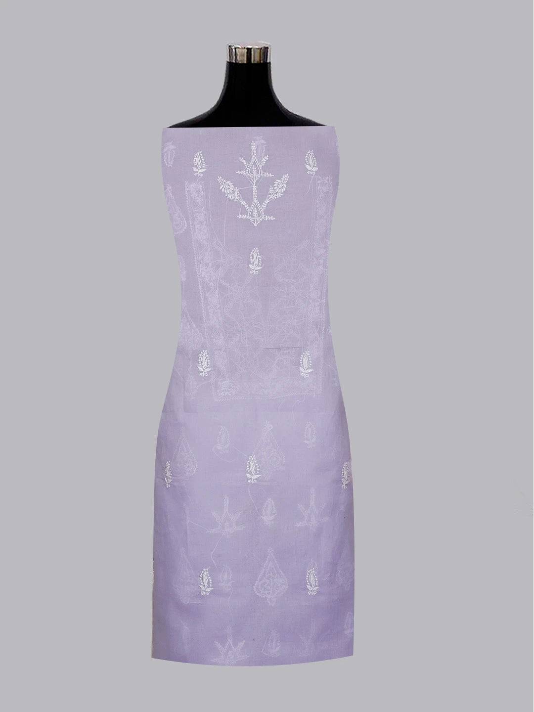 Ada Hand Embroidered Lavender Cotton Lucknowi Chikankari Unstitched Suit Set 01A574401