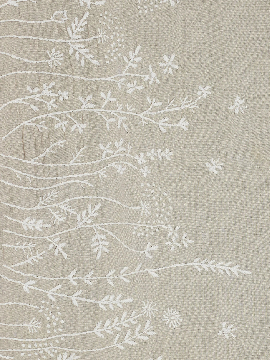 Ada Hand Embroidered Oyster Grey Cotton Lucknowi Chikankari Pillow Cover 01A591357