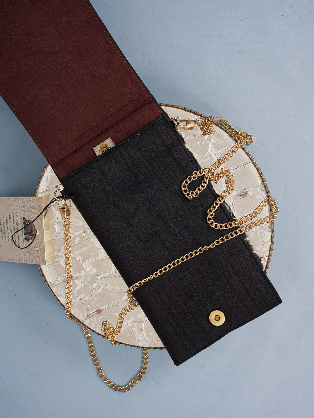 Ada Hand Embroidered Black Silk Lucknowi Chikankari Mobile Cover With Zari Work 01A578225