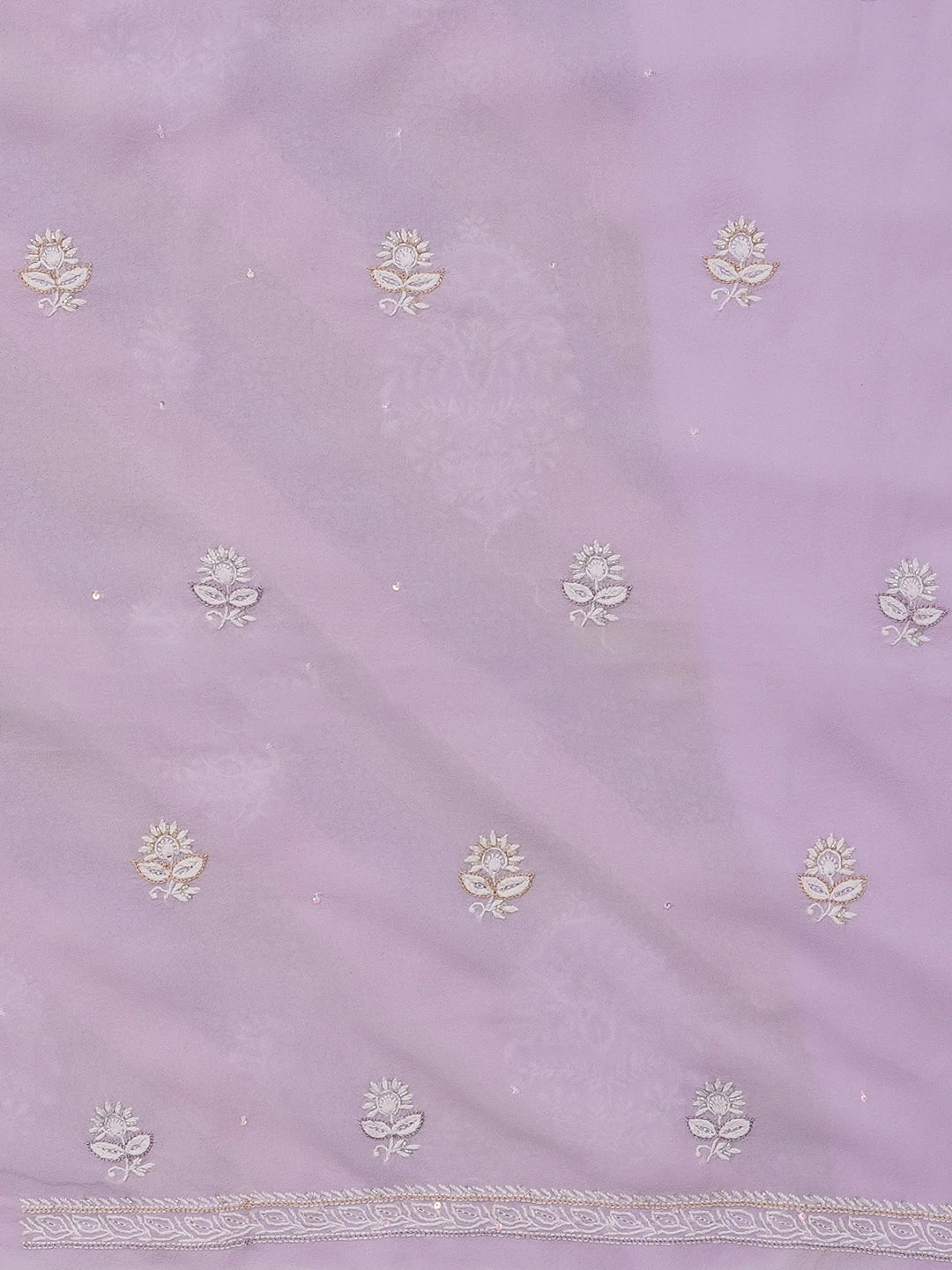 Ada Hand Embroidered Mauve Pure Georgette Lucknowi Chikankari Unstitched Kurta Dupatta Set With Cutdana and Sequinned Work 01A545895