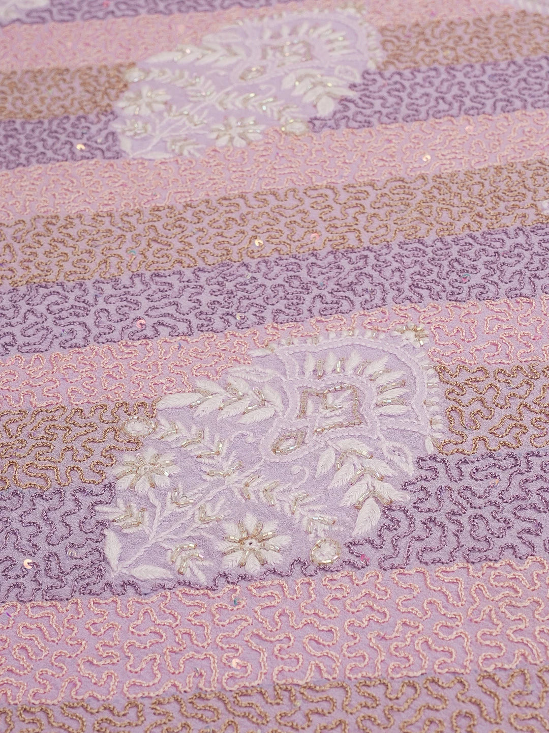 Ada Hand Embroidered Mauve Pure Georgette Lucknowi Chikankari Unstitched Kurta Dupatta Set With Cutdana and Sequinned Work 01A545895