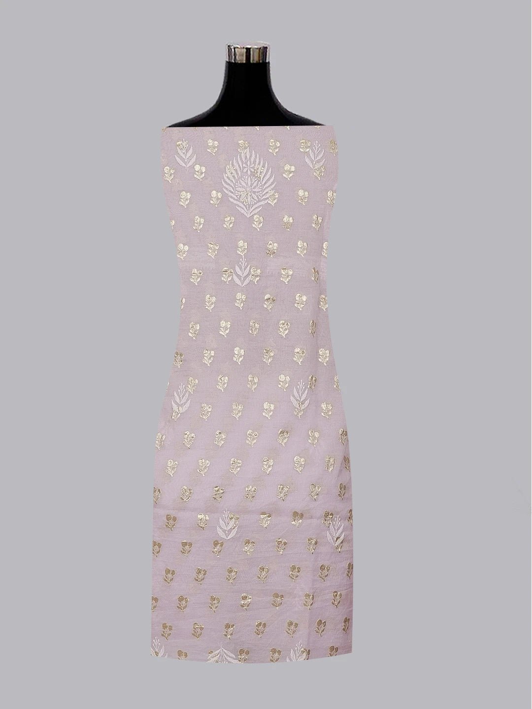 Ada Hand Embroidered Pastel Mauve Chanderi Lucknowi Chikankari Unstitched Kurta Dupatta Set 01A577405