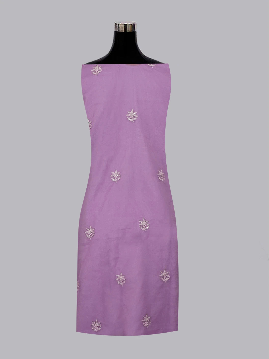 Ada Hand Embroidered Mauve Organza Lucknowi Chikankari Semi stitched Kurta Dupatta Set With Sequinned Work 01A542417