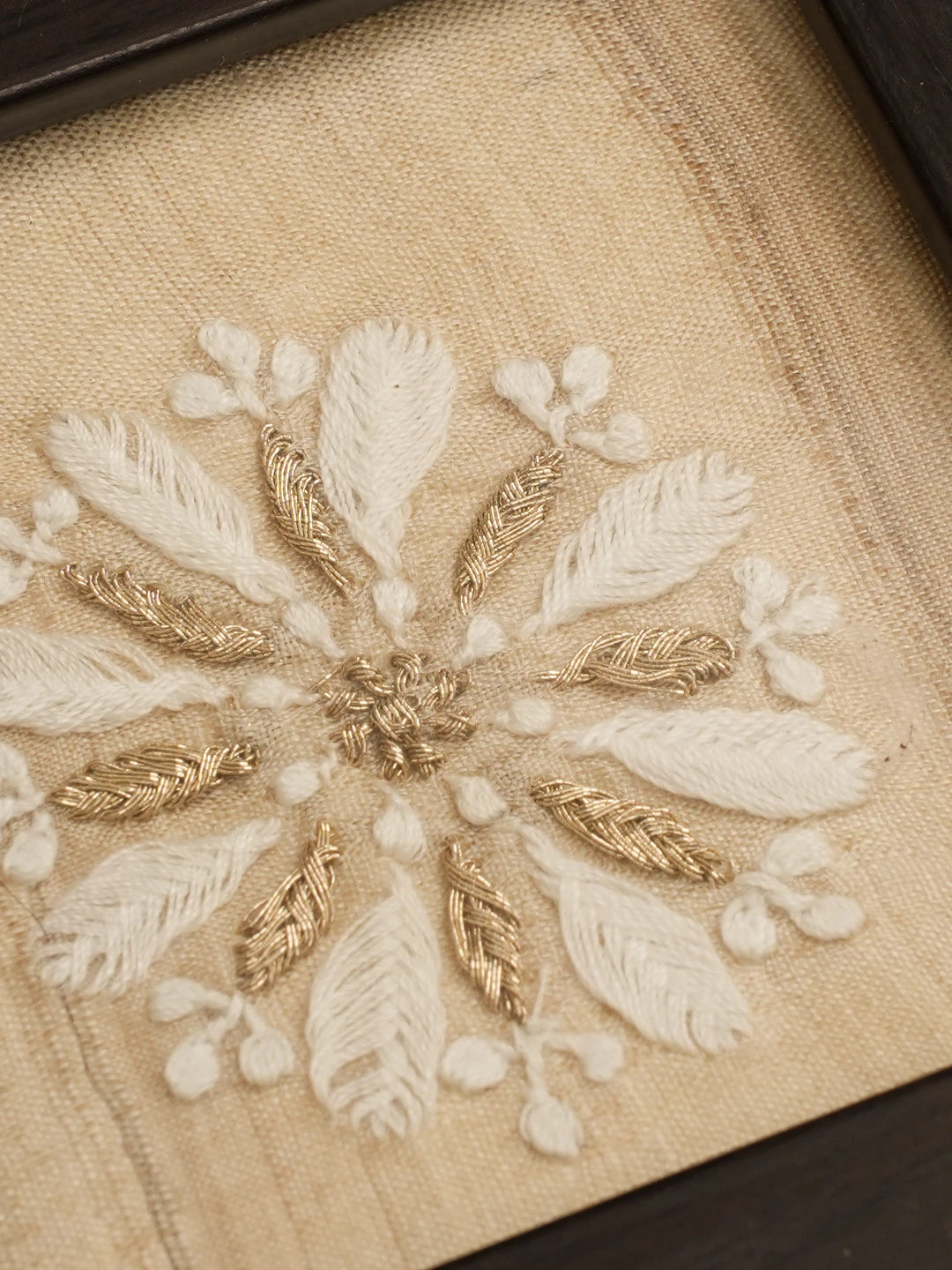 Ada Hand Embroidered Fawn Silk Lucknowi Chikankari Coaster With Zari Work 01A543440