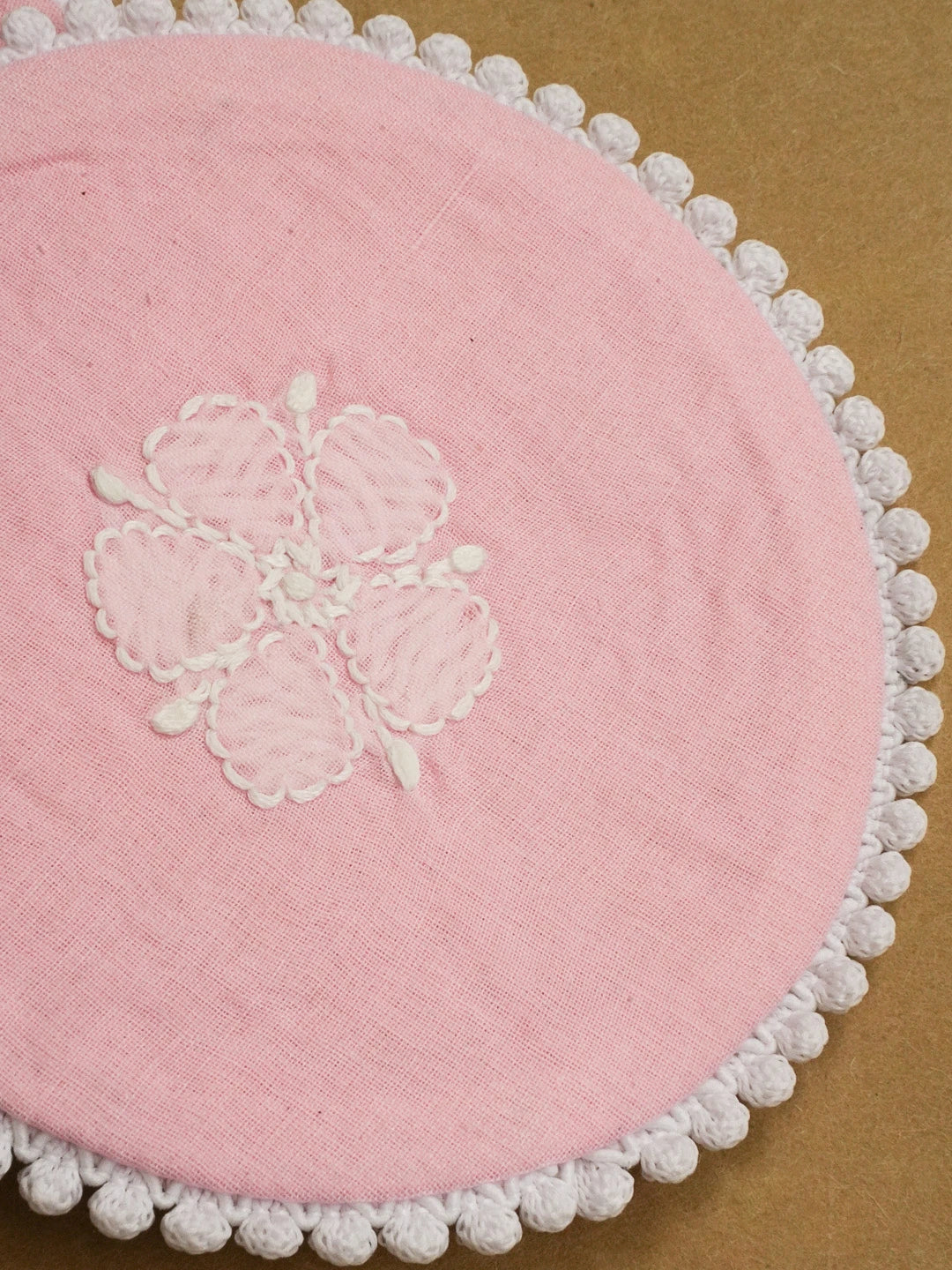 Ada Hand Embroidered Pink Cotton Lucknowi Chikankari Coaster Set  01A596901
