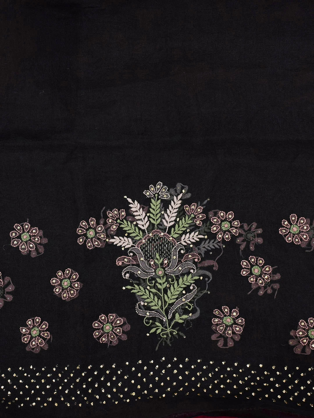Ada Hand Embroidered Black Organza Lucknowi Chikankari Saree With Blouse And Muqaish Work 01A559649