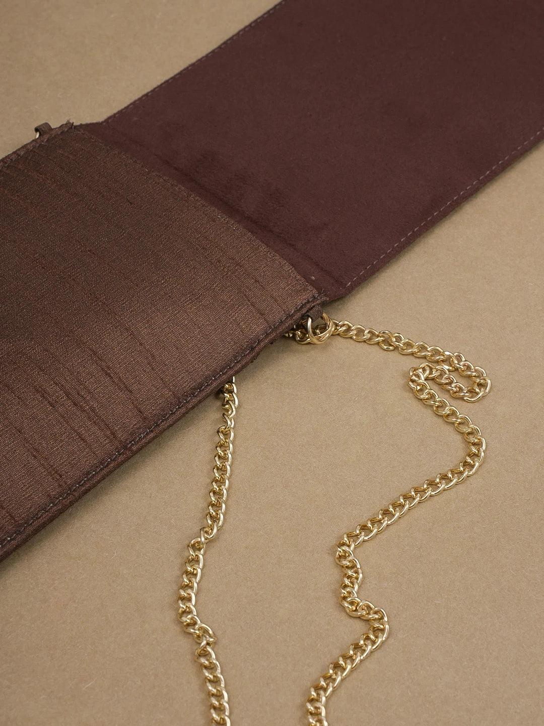 Ada Hand Embroidered Brown Silk Chanderi Lucknowi Chikankari Mobile Cover With Zari Work 01A578223