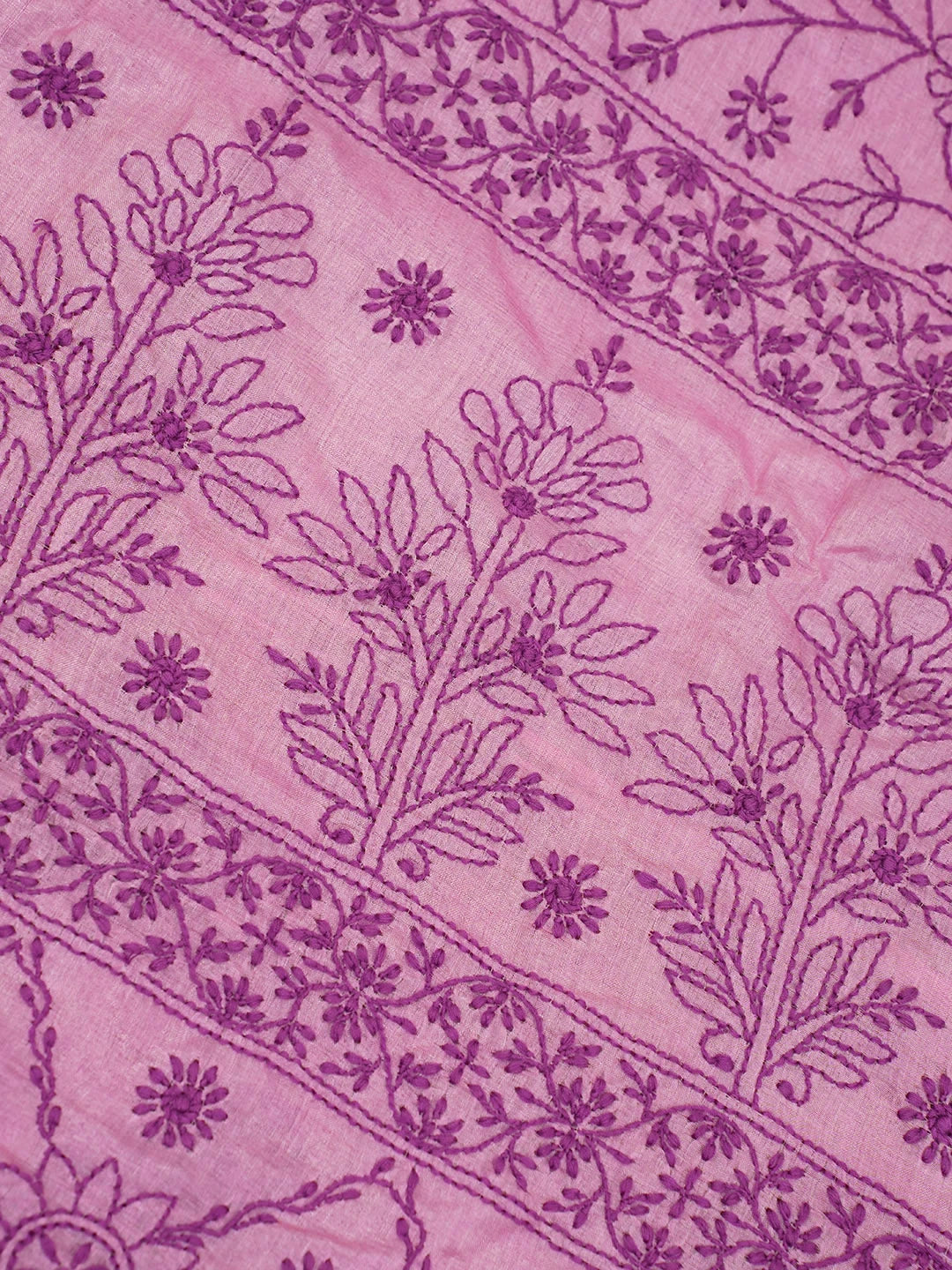 Ada Hand Embroidered Onion Pink Silk Lucknowi Chikankari Saree and Blouse 01A596677