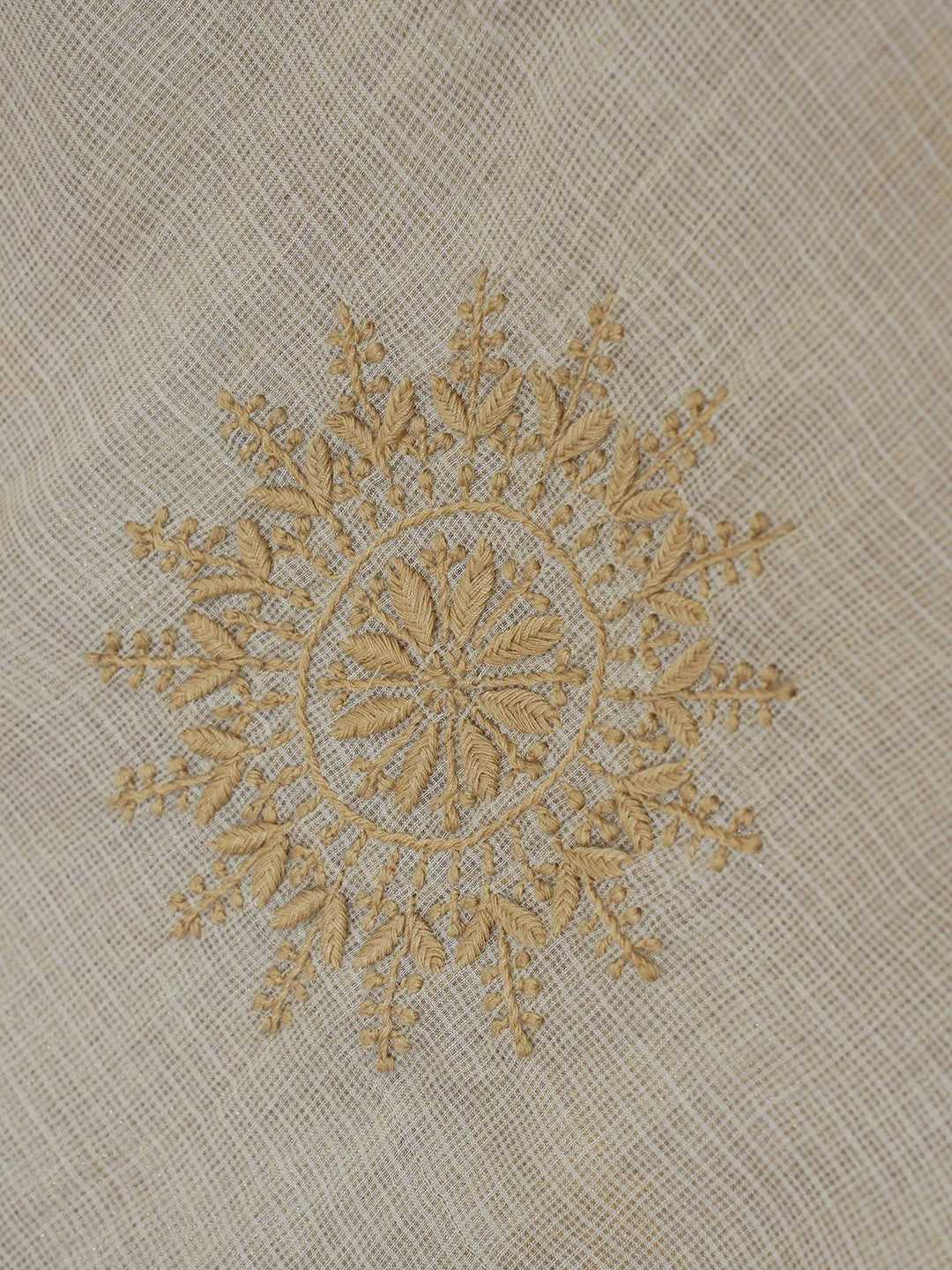 Ada Hand Embroidered Fawn Kota Lucknowi Chikankari Saree with Blouse 01A581280