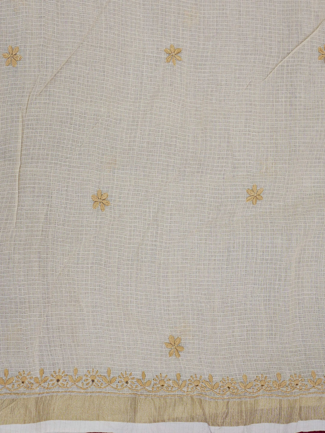 Ada Hand Embroidered Fawn Kota Lucknowi Chikankari Saree with Blouse 01A581280