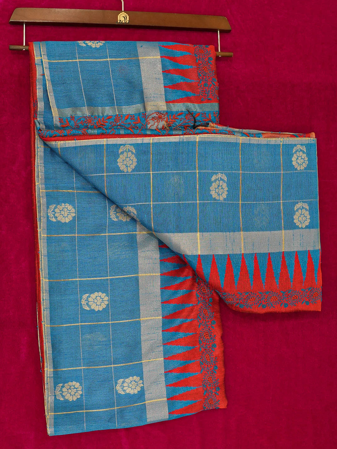 Ada Hand Embroidered Maroon Silk Lucknowi Chikankari Saree With Blouse 01A376495
