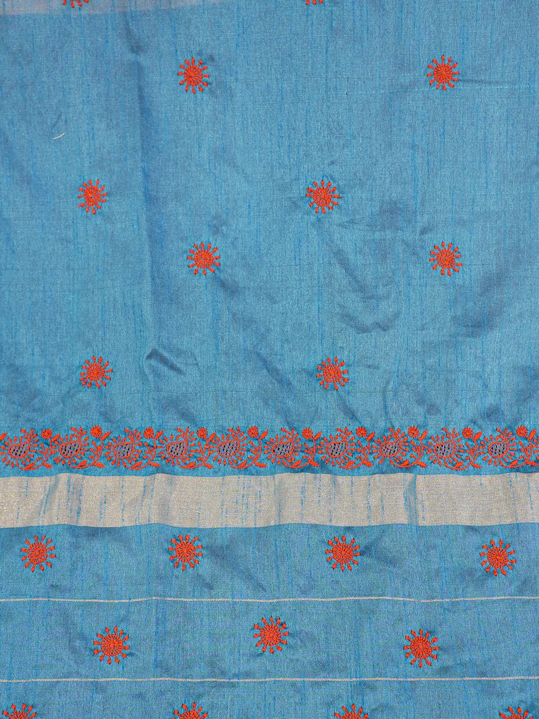 Ada Hand Embroidered Maroon Silk Lucknowi Chikankari Saree With Blouse 01A376495