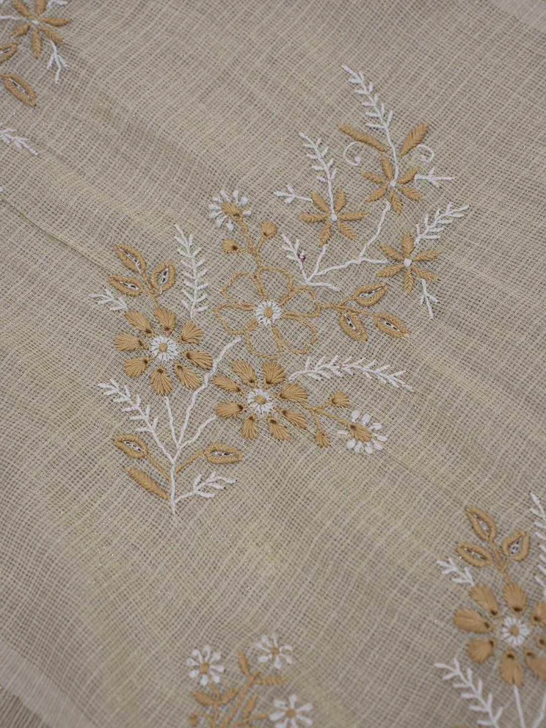 Ada Hand Embroidered Fawn Kota Lucknowi Chikankari Saree with Blouse 01A567946
