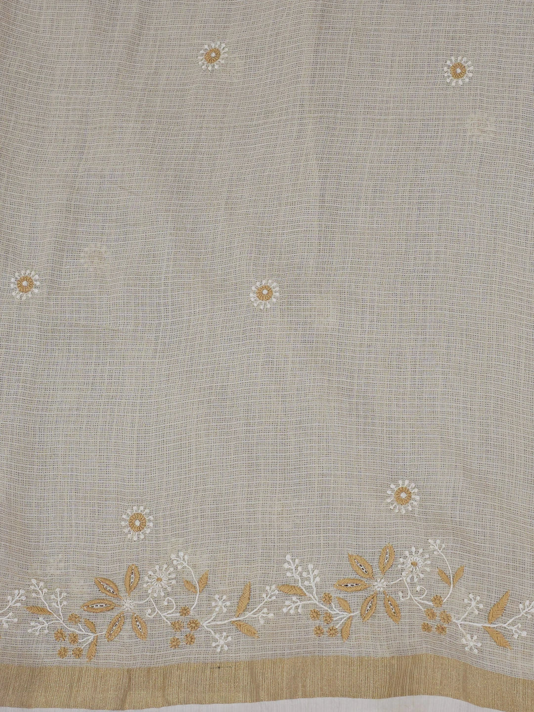 Ada Hand Embroidered Fawn Kota Lucknowi Chikankari Saree with Blouse 01A567946
