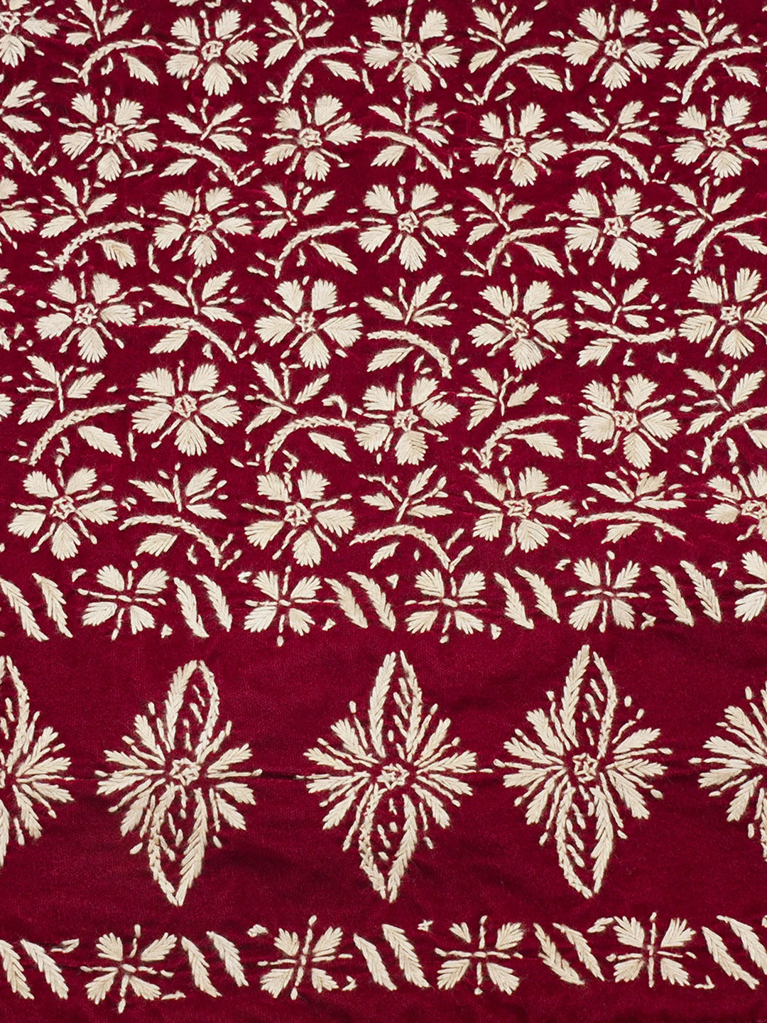 Ada Hand Embroidered Maroon Velvet Lucknowi Chikankari Cushion Cover 01A602129