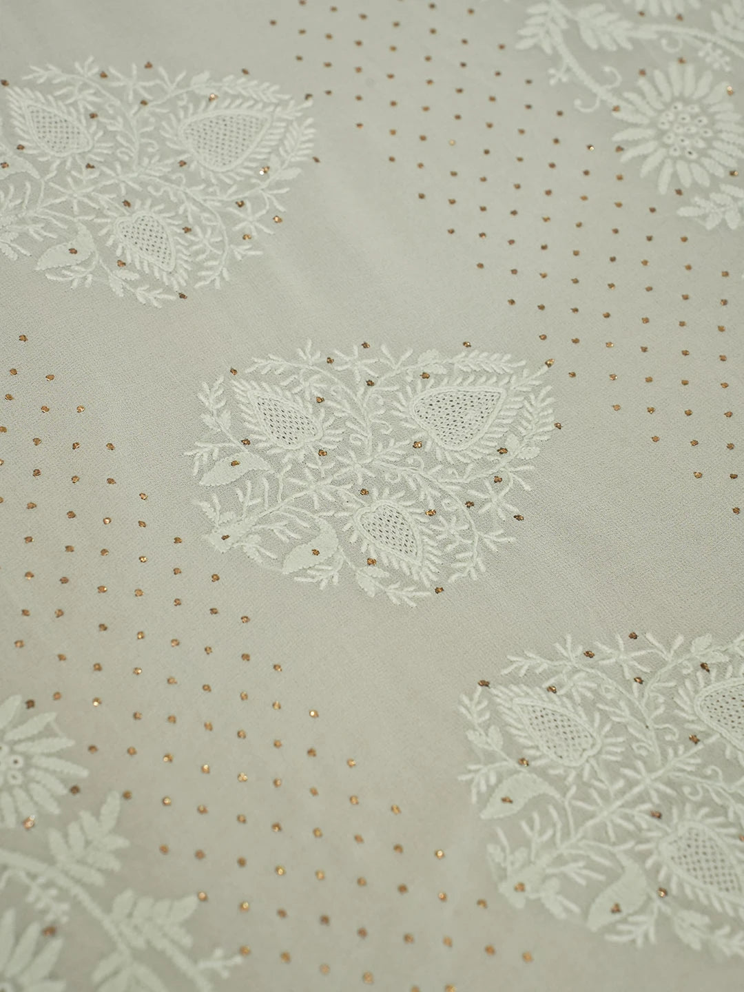Ada Hand Embroidered Sea Green Pure Georgette Lucknow Chikankari Saree/Blouse With Mukaish Work 01A572476