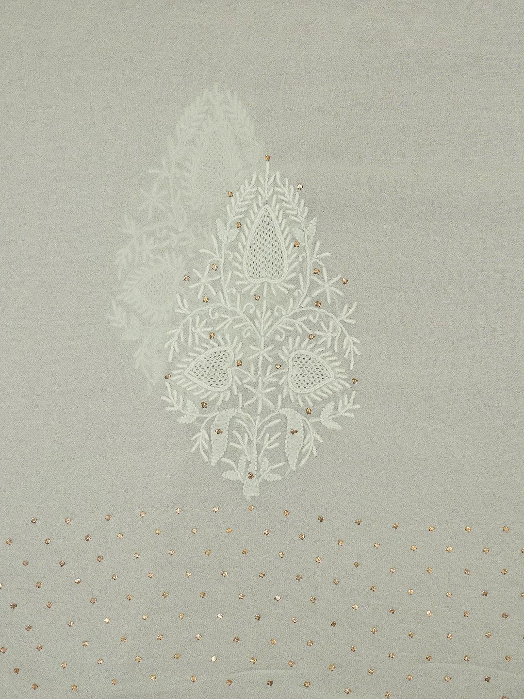 Ada Hand Embroidered Sea Green Pure Georgette Lucknow Chikankari Saree/Blouse With Mukaish Work 01A572476
