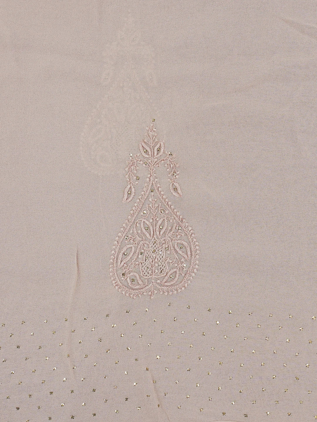 Ada Hand Embroidered Fawn Pure Georgette Lucknowi Chikankari Saree With Blouse With Muqaish Work 01A572477