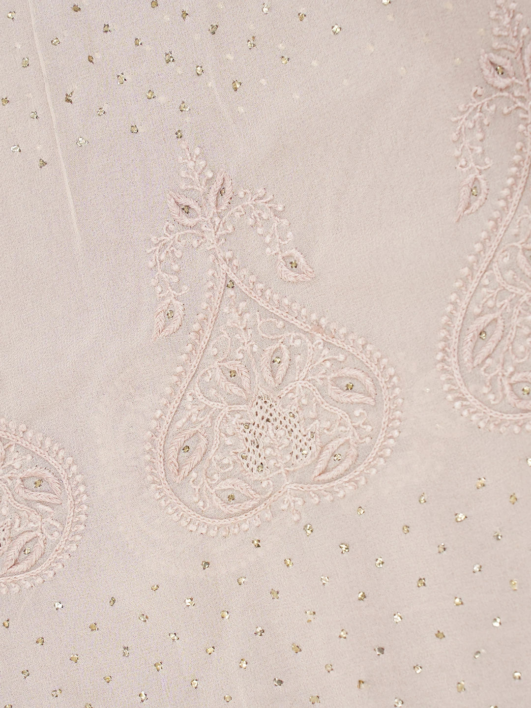 Ada Hand Embroidered Fawn Pure Georgette Lucknowi Chikankari Saree With Blouse With Muqaish Work 01A572477