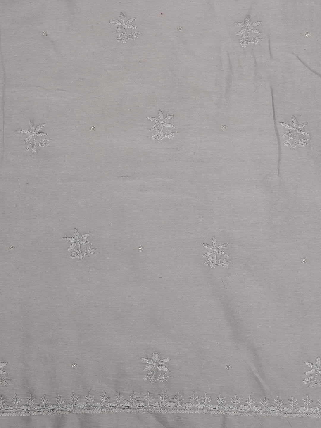 Ada Hand Embroidered Grey Chanderi Lucknowi Chikankari Unstitched Kurta Dupatta Set With Cutdana Work 01A598600