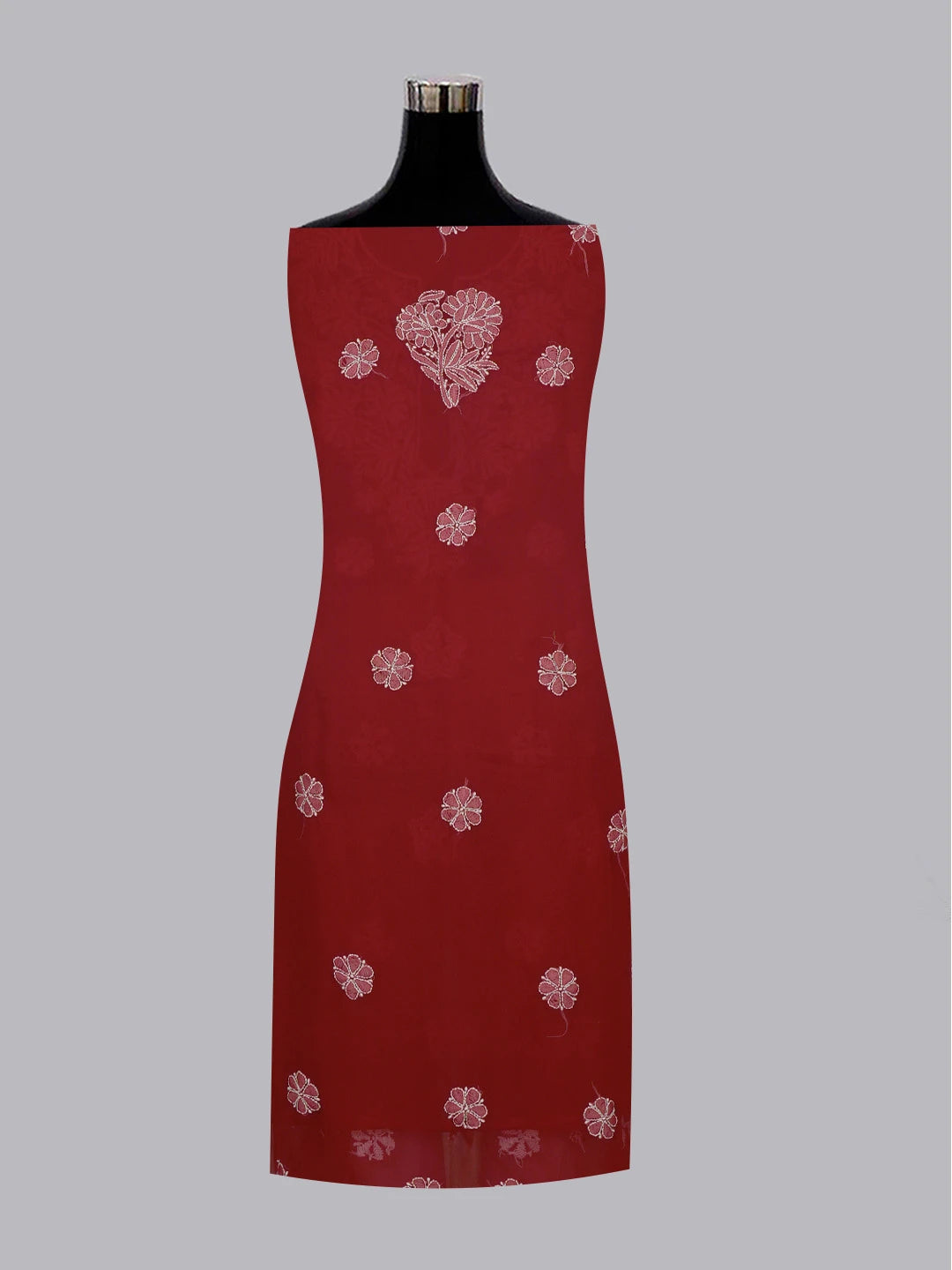 Ada Hand Embroidered Maroon Georgette Lucknowi Chikankari Unstitched Suit Piece 01A572944