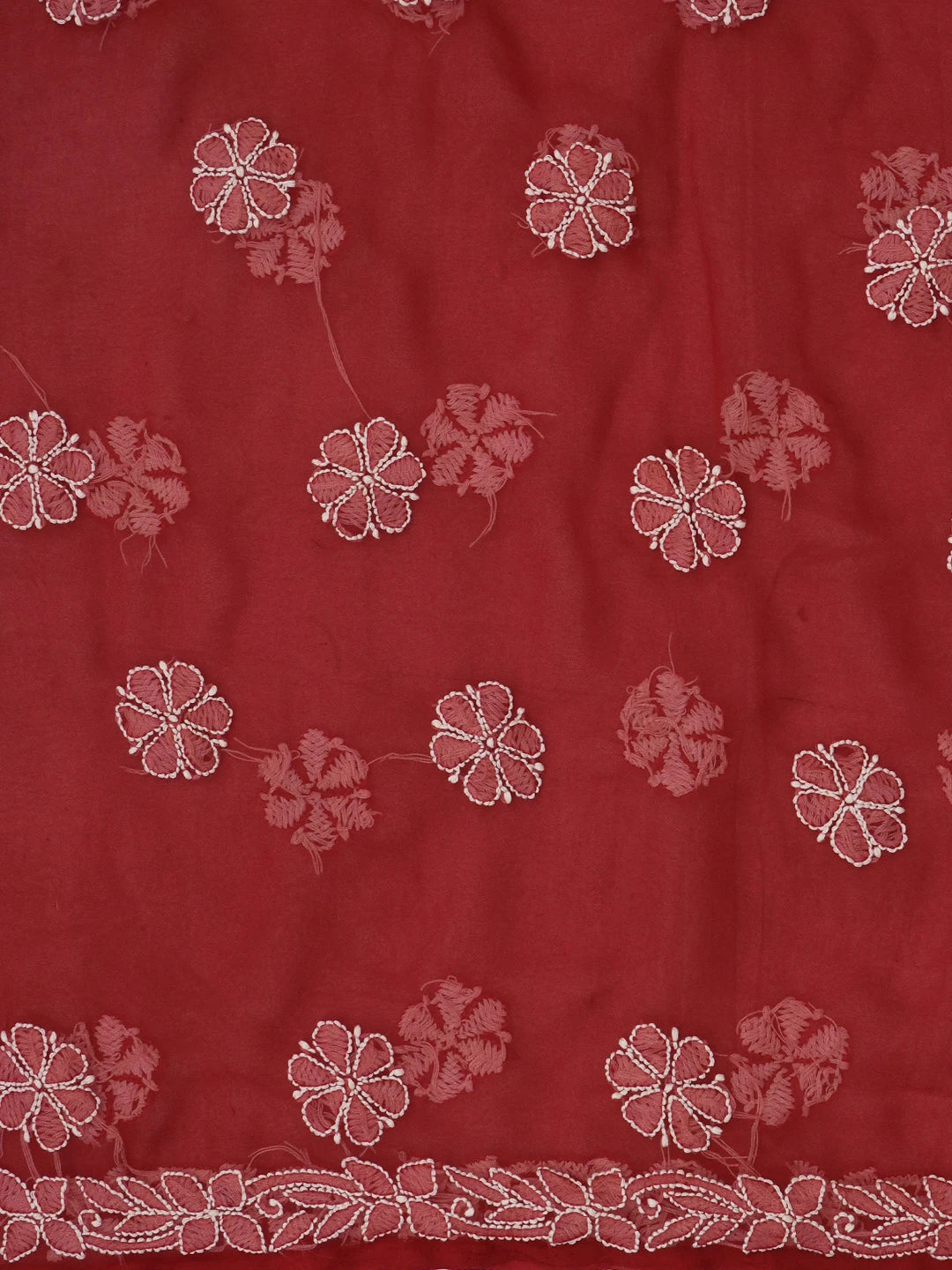Ada Hand Embroidered Maroon Georgette Lucknowi Chikankari Unstitched Suit Piece 01A572944