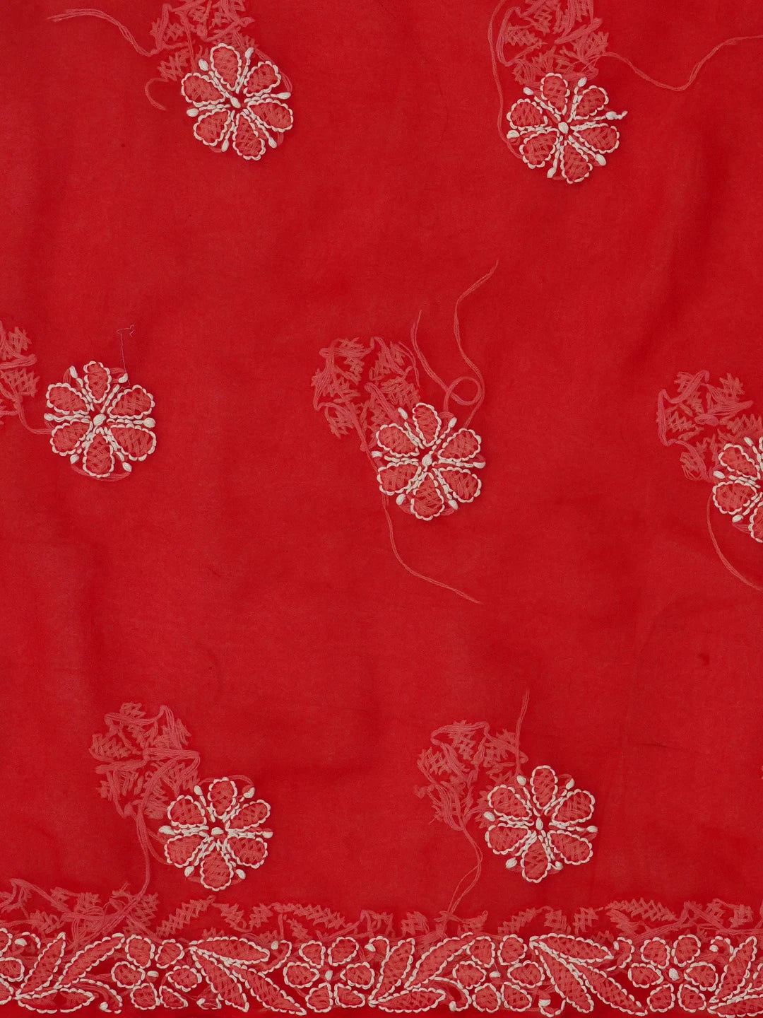 Ada Hand Embroidered Red Georgette Lucknowi Chikankari Unstitched Suit Piece 01A572927