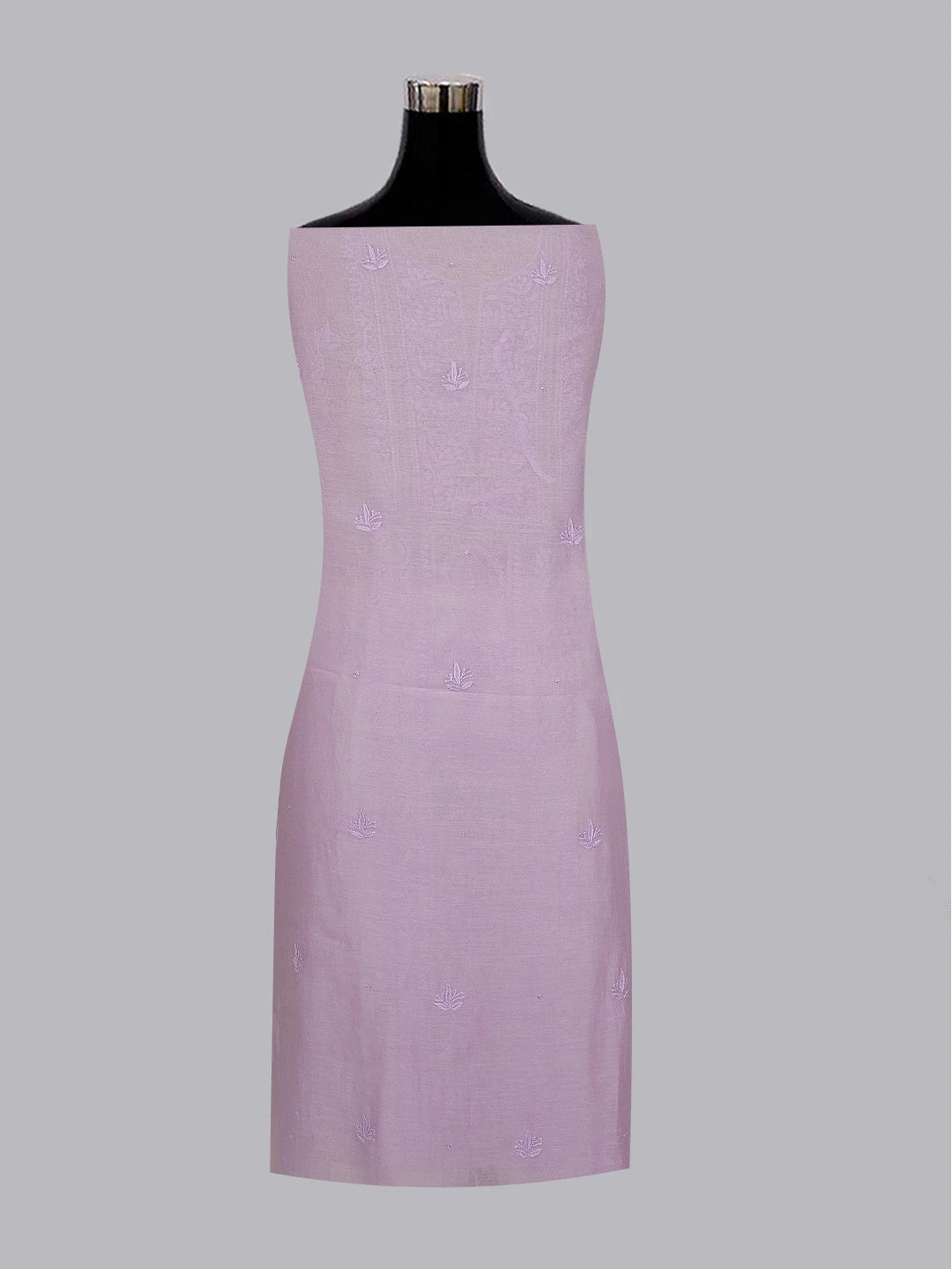 Ada Hand Embroidered Lavender Chanderi Lucknowi Chikankari Unstitched Kurta Dupatta Set With Sequinned and Cutdana Work 01A598601