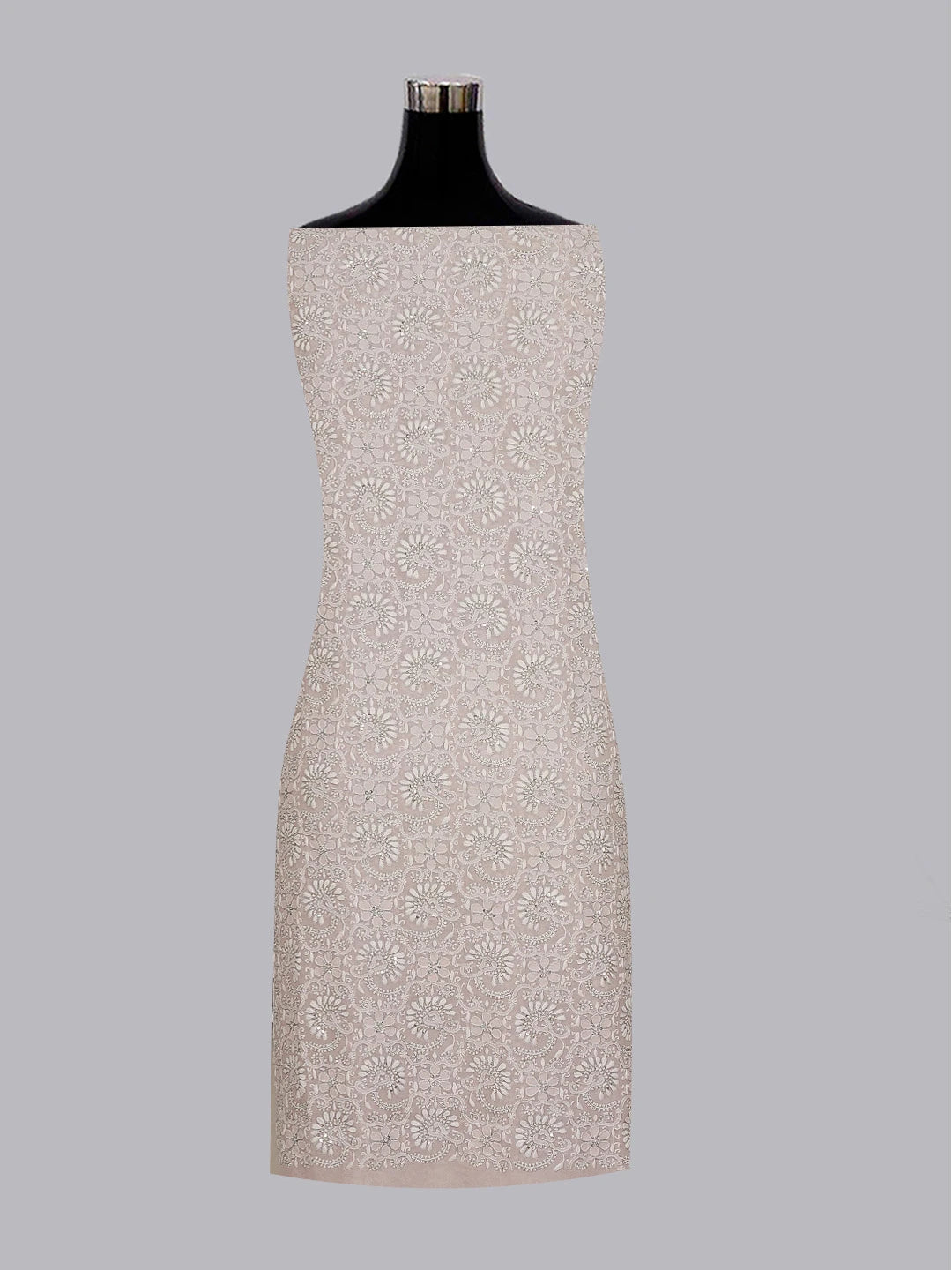 Ada Hand Embroidered Dusty Pink Pure Georgette Lucknowi Chikankari Unstitched Kurta Dupatta Set with Pearl and Sequinned Work A536364